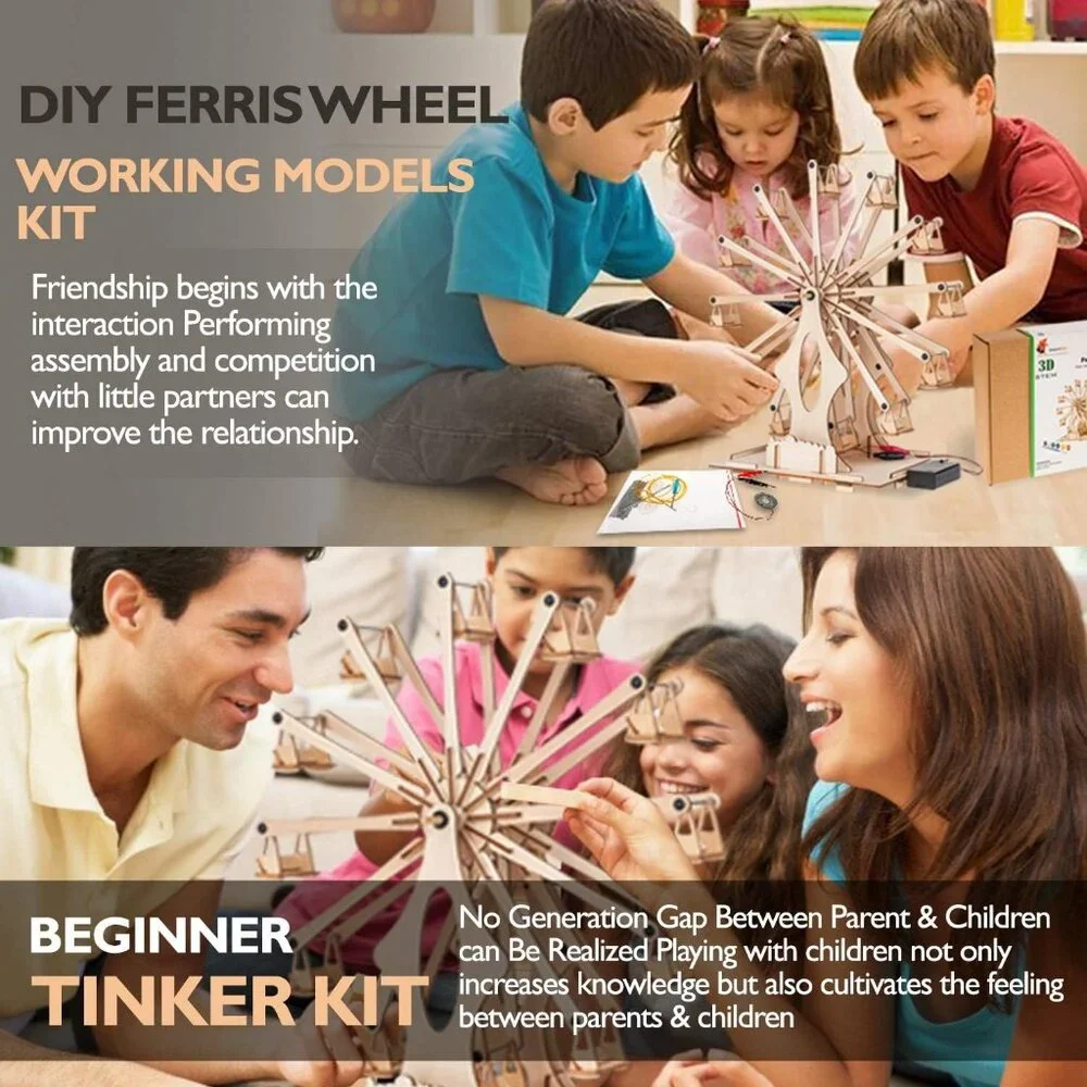 Wooden Ferris Wheel DIY 3D Puzzle Craft Kit STEM PROJECT Construction To…